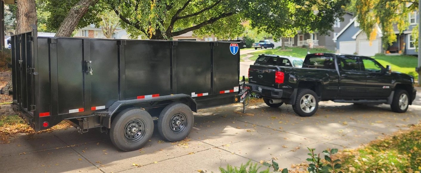 Truck and trailer used for hauling junk